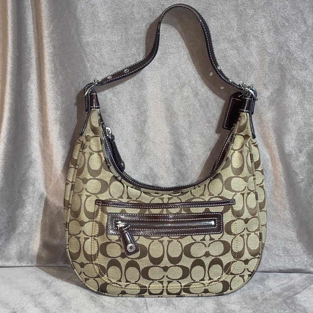 COACH 6045 Signature Canvas Half Moon Handbag - Brown Y2K